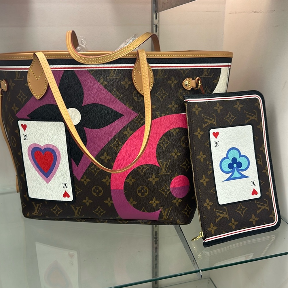 Limited Edition Louis Vuitton Game On Neverfull Tote Bag with Matching Clutch